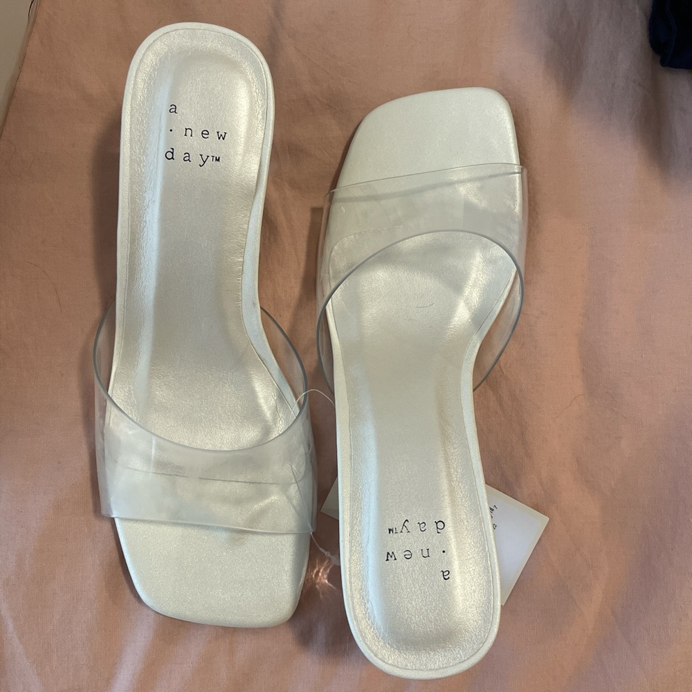 Clear block sandals